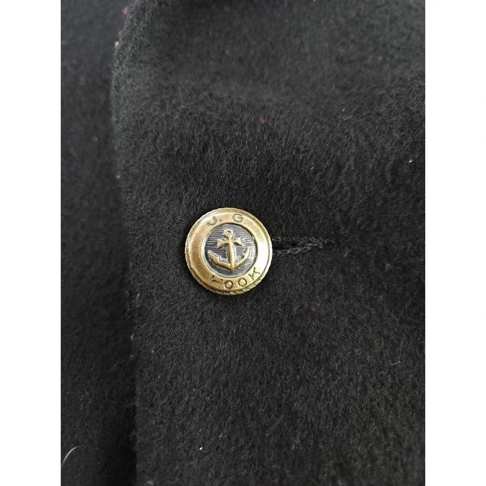 Vintage J.G. Hook Black Wool Jacket Med‎ Length Overcoat Winter USA Women's L/XL
